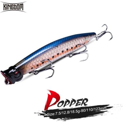 Kingdom Floating Fishing Topwater Popper 7.5g 12.8g 18.5g Far Casting Artificial Hard Baits High Quality Wobblers Z-Action Lures