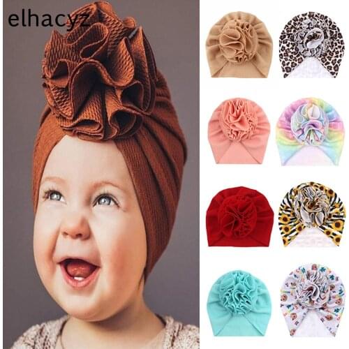 Cute Flower Baby Headband Girls Turban Spring Infant Hat Elastic Knot Toddler Newborn Cap Bonnet Headwrap Kids Beanies Hair Band