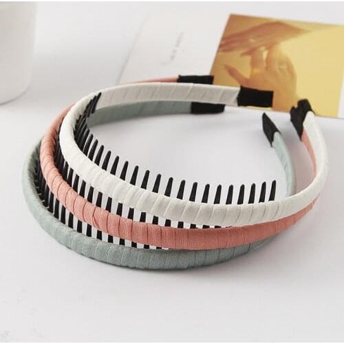 Hair Accessory Girls Cloth Covered Hairbands With Tooth Hair Kids Headbands For Children Solid Hair Band DIY Headband Head Hoop