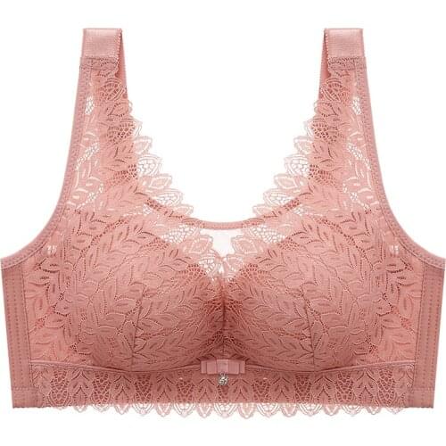 Perspective Lace Sexy Bras Women Wire Free Cami Bra Bralette Push Up Brassiere Lady Embroidery Floral Big Bust Lingerie C D Cup