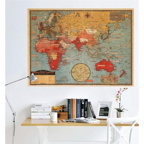 Retro Vintage Poster World War Situation Map Wall Decor Decorative Painting Kraft Paper Poster Vintage Greeting Card
