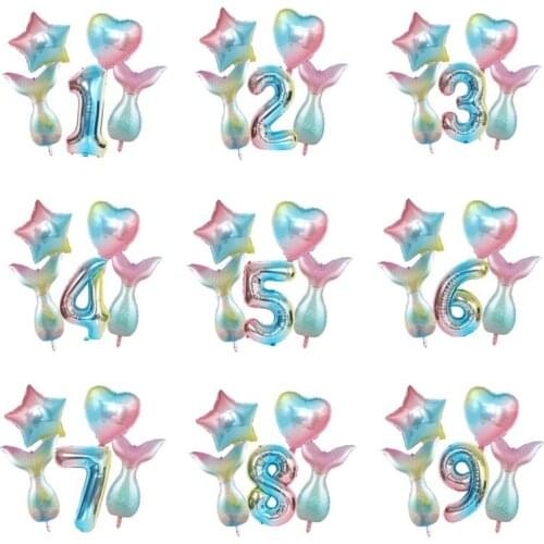 Mermaid Birthday Party Balloon Decoration Happy Birthday Party Decor Number Balloon Decortion For Kids