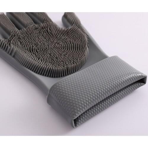 Silicone dishwashing gloves, cleaning gloves, heat insulation and wear-resistant kitchen housework latex gloves (large size)