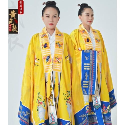 Taoist supplies Taoist Dharma clothes tuanlong five Dragons clothes gold silk large satin handmade embroidery summer high-power