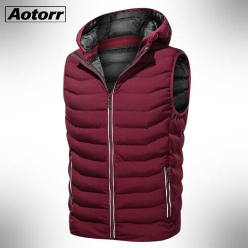 Windproof Sleeveless Mens Parkas Casual Thick Hooded Waterproof Zipper Warm Outwear Hat Detachable Man Brand Winter Coats 4XL