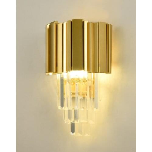 High grade luxury crystal led wall light gold metal wall decor lights lighting for living room villa hotel club stairs wall lamp