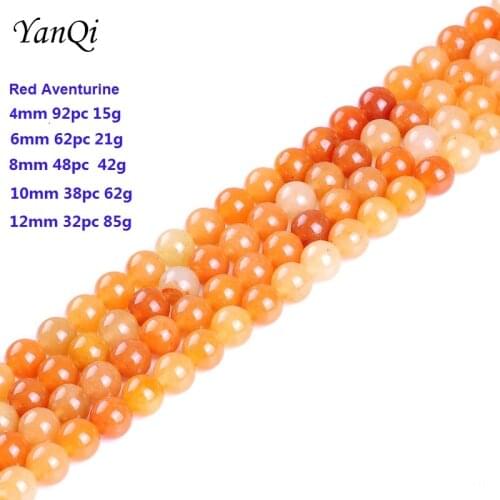 Yanqi Red Aventurine Natural Stone Beads In Loose 15" Strand 4 6 8 10 12 MM Pick Size For hand made jewelry Making jewelry charm