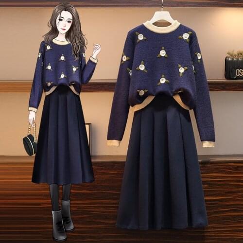 Winter Womens Casual Suit Long Sleeve Round Neck Sweater Tops Sets Comfortable Pants Warm