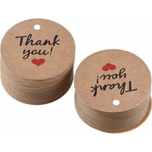 100 Pieces Thank You With Red Heart Kraft Gift Tags Tags Wedding Party Price Hang Tag Label Hang Paper Cards C1U7