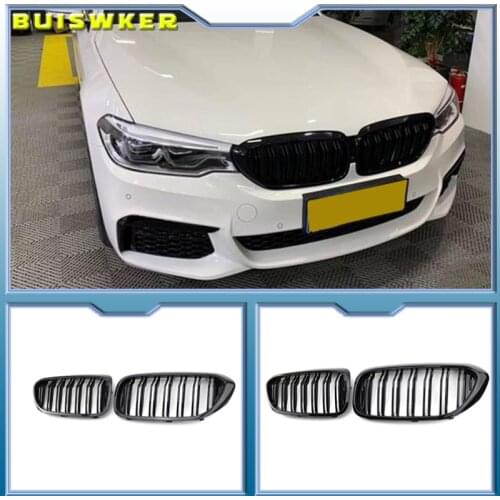 2PCS Car Racing Grill Meteor Diamond Star Style Front Kidney Grille Bumper For BMW 5 Series G30 G31 G38 520i 530i 540i 2018 2019