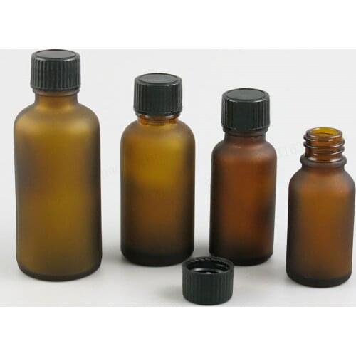 200 x Refillable Frost Amber Glass Bottles with Phenolic Cone Cap 100ml 50m 30ml 20ml 15ml 10ml 5ml 1/3oz 1oz Glass Containers