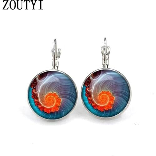 2019 / new glamour fashion retro mandala earrings, convex glass inlay earrings, ladies wear earrings jewelry gifts