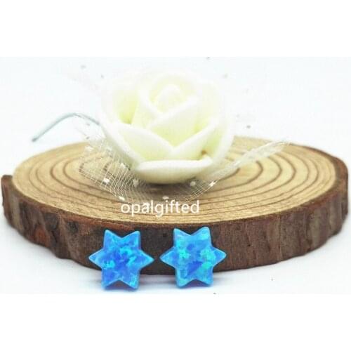 3pcs/Lot Free ship Wholesale Price OP06 Fire light blue /op17 white Opal David Star 10mm David Star Synthetic Opal Stone