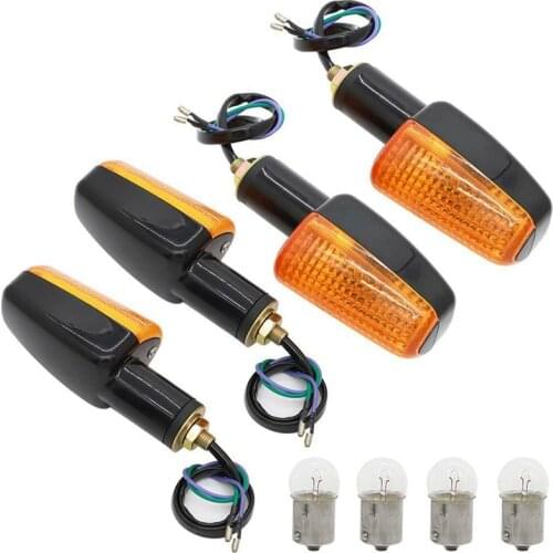 4 Piece 12V 6V Volt Motorcycle Turn Signals Light Indicator Blinker Lamp Amber Lens Turn Signals Amber light