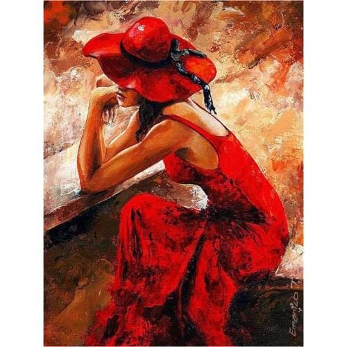 5D Diy Full Drill Portrait Woman In Red Dress Diamond Painting Embroidery Rhinestones Paint Mosaic Picture Cross Stitch XN562