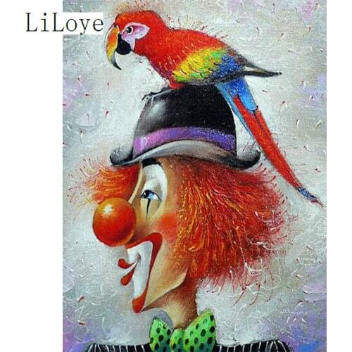 LI LOYE DIY Diamond Embroidery artistic 5D canvas oil painting Parrot clown pictures Mosaic wall beadwork needlework kits FZ387