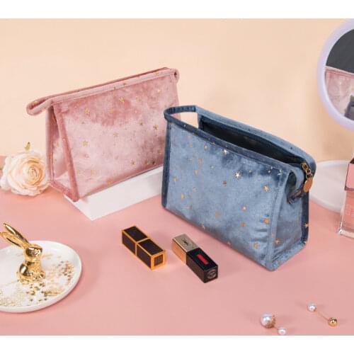 Travel Large Cosmetic Bag Zipper Velvet Make Up Bag Toiletry Pouch Profession Makeup Case Fashion Beautician Cosmetics Organizer