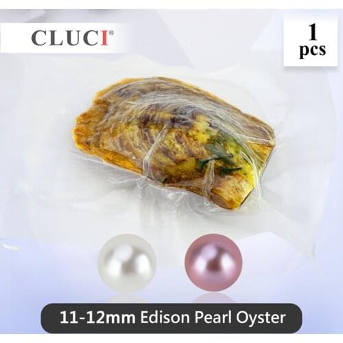 CLUCI 1 Pcs 11-12mm Big Edison Pearls in Oysters Round Single Packaged Genuine Edison Pearl Beads Edison Pearl Oyster WP351SB