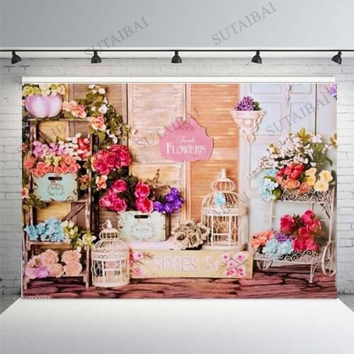 Rose Garden Backdrop Wall Flowers Market Shop Photo Background Photography Spring Child Kids Baby Portrait Photocall Photophone