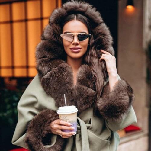 FURSARCAR 2021 High Quality Real Fox Fur Pink Coat Natural Fur Jacket Top Fashion Female Slim Thick Warm Winter Luxury Overcoat