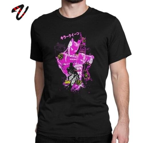 Killer Queen T Shirts Men Jjba Jojo Bizarre Adventure Streetwear Anime Clothes Novelty T-Shirt Birthday Gift Cotton Tee Shirt