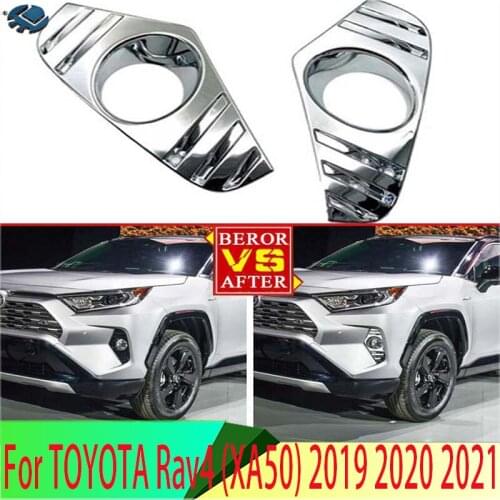 For TOYOTA Rav4 Hybrid (XA50) 2019 2020 Decorate Accessories ABS Front Fog Light Lamp Cover Trim Bezel Frame Styling Garnish