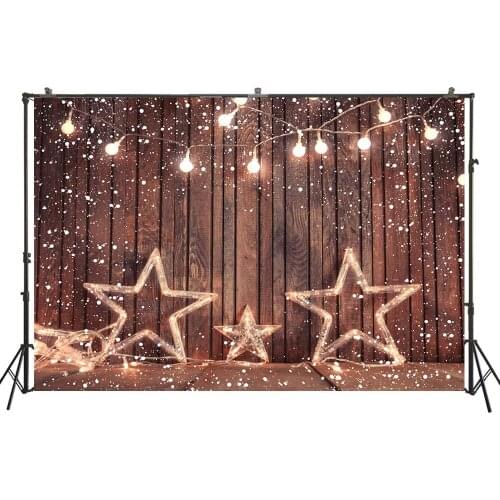 HUAYI Photography Backdrop Christmas Sparkling stars lights wood Baby Child Birthday Customize Photo Background Studio Photocall