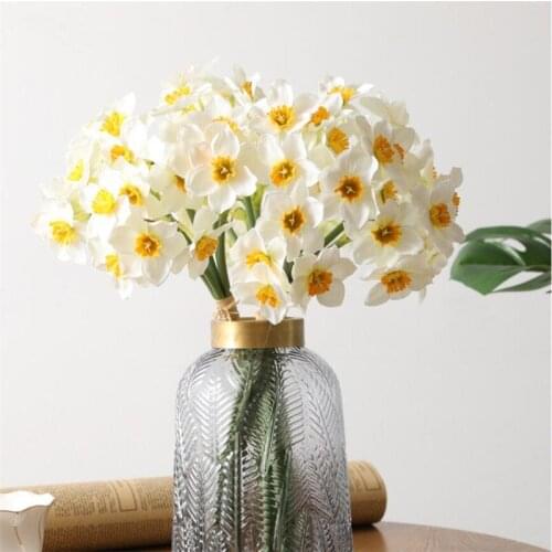 Home Room Artificial Simulation Narcissus Flower Living Room Window Decor Fake Flowers Wedding Scene Decor Daffodil