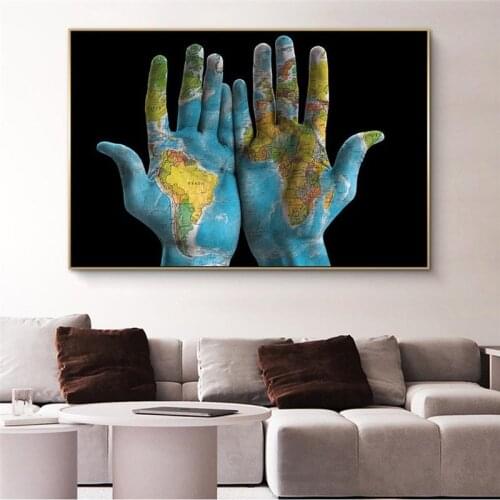 World Maps Draw In Hnads Canvas Art Prints Modern Pop Graffiti Art Canvas Pantings Wall Art Modular Pictures For Living Room