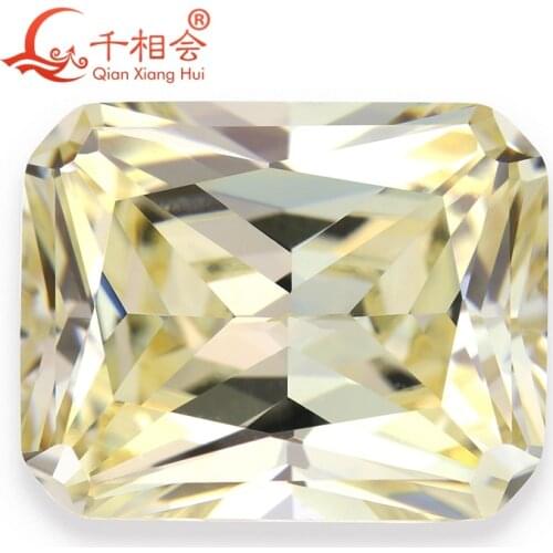 MN yellowish white color rectangle shape step cut for cubic zirconia loose CZ stone 10pcs per bag
