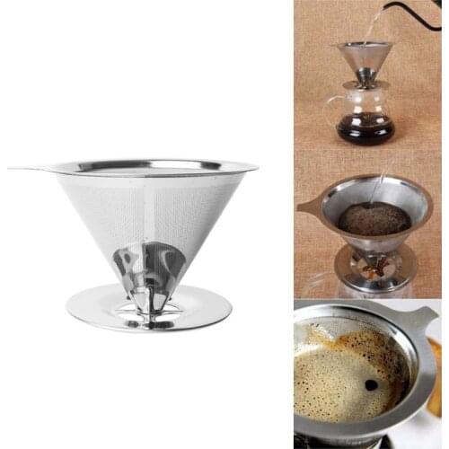 Reusable Coffee Filter 304 Stainless Steel Cone Coffee Filter Baskets Mesh Strainer Pour Over Coffee Dripper