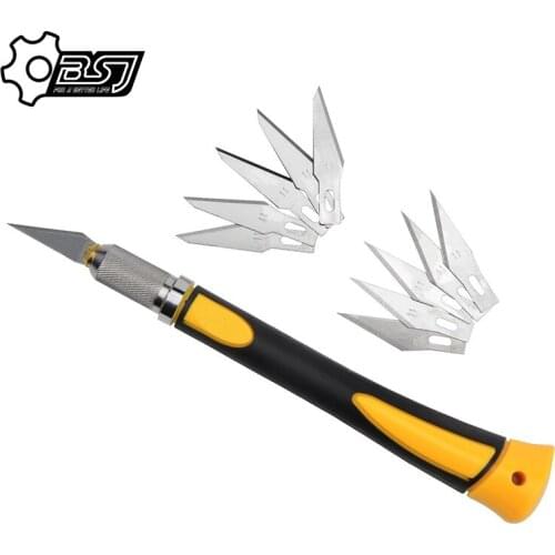 Non-slip Metal Scalpel + 10 pcs SK5 Blades Wood Carving Knives Fruit Food Craft Sculpture Engraving Knife Hand Tools WL-9302S