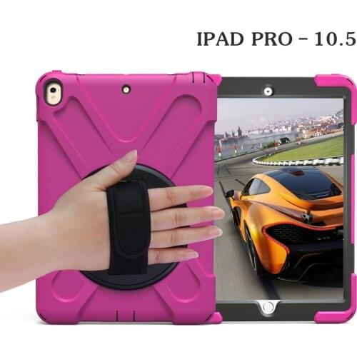 New 360 Armor Coque for iPad Pro 10.5 Case 360 Rotation Hand Strap Silicon PVC A1701 A1709 Cover for iPad Pro 10.5 Kids Cover