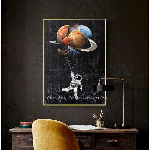 New style hand painted Astronaut Space Dreaming Stars Limit Oil Painting pop art Canvas painting Wall Pictures for Living Room