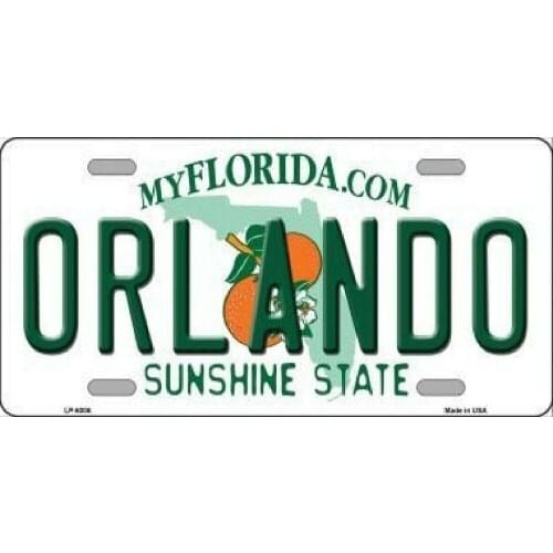 Orlando Florida Retro Auto License Plate Tin Sign