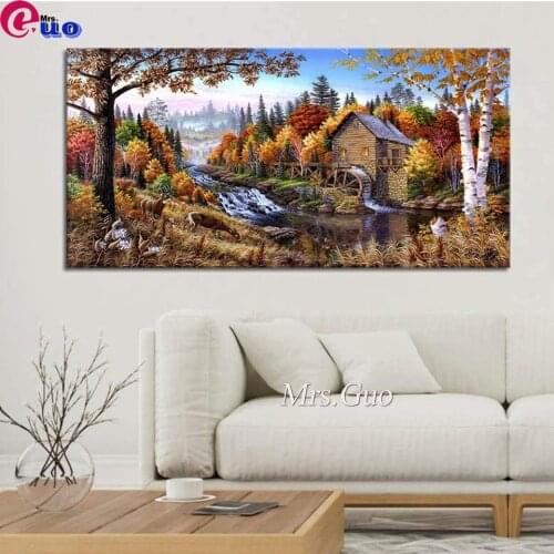 Autumn Scenery Animal Deer Horse House DIY Diamond Painting Diamond Mosaic 5D Cross Stitch Embroidery Full Square Drill Wall Art