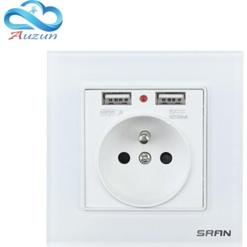 European Union with USB socket standard German export French socket toughened glass panel 86