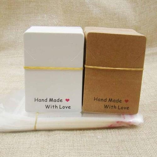 200pcs 100Cards+100 Opp Bags Earrings Cards Plastic Water-proof Bags Transparent Packaging Jewelry Display Cardboard Kraft White