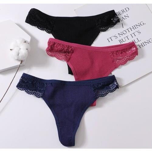 KISS WIFE Sexy Lace Cotton Panties Underwear Lingerie Thong G-String Womens Underwear Solid Color Lace Comfortable Panties NEW