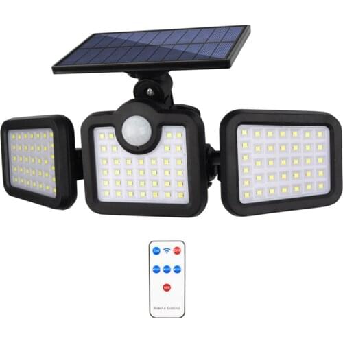 Pathway Light Solar Power 3 Heads Outdoor Wall Light Adjustable IP65 Waterproof Garden Lamp, 108/122/138/171COB