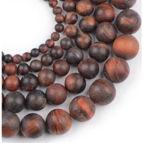 YHBZRET Natural Matte Red Tiger Eye Stone Round Loose Beads For jewelry Making 4/6/8/10/12mm DIY Bracele necklace accessores