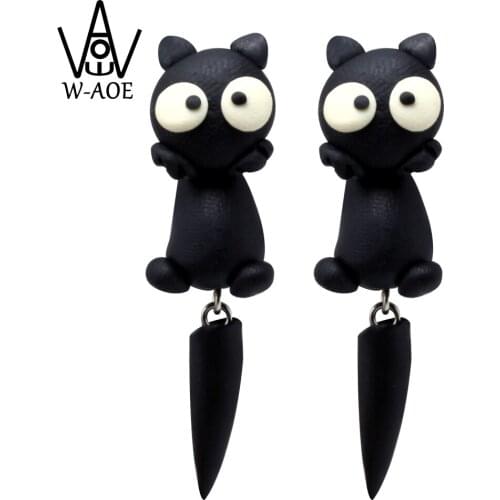 TTPAIAI 30 Brand Handmade Polymer Clay Cute Black Cat Stud Earrings Fashion Cartoon 3D Animal Earrings For Women Kids Gift