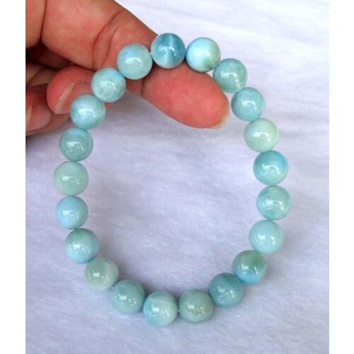Free Shipping Natural Larimar Round 9.5mm`10mm Beads Bracelet Women Jewelry Accessories Weddings Parties Birthday Gift