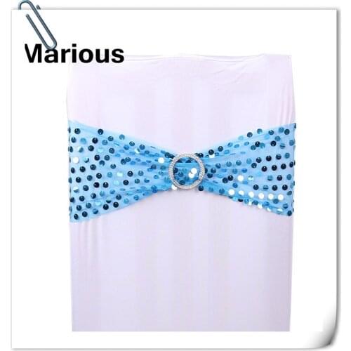 2017 Factory Price 100pcs sequin chair bands With Buckle Replace Chair Sash Wedding Party Decor FREE SHIPPING