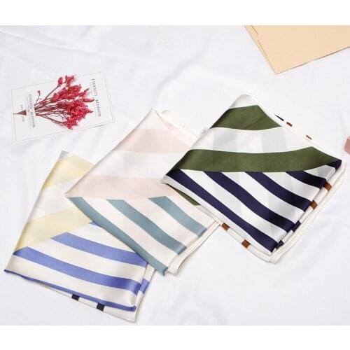 2020 70x70 Stripe patch Multipurpose women Silk twill scarf Satin square tie Hairband ladies foulard femme towel bufanda shawl