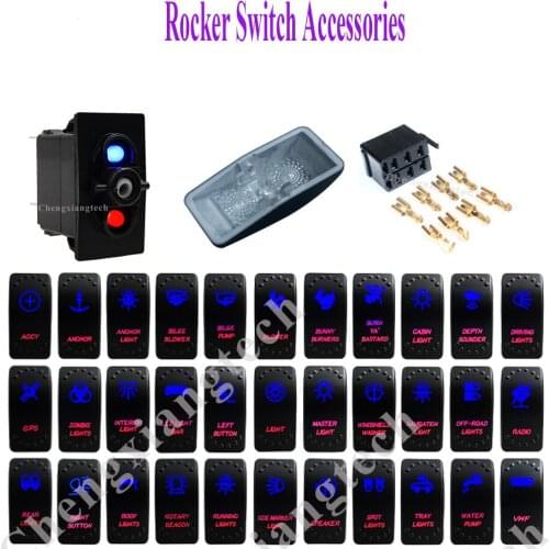 20Pcs / lot , Car Boat Marine 5 Pins ON OFF Blue & Red Led Light Bar Rocker Switch Base for Carling Arb Narva Rocker Switch
