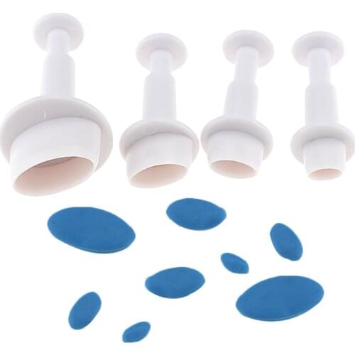 DIY 4Pcs/set Plunger Fondant Mold Chocolate Cookie Mould Sugarcraft Cutter Oval Shape Cake Decorating Tools