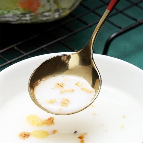 5 Colors Stainless Steel Spoon 1 Pcs Gold Spoon For Ice Cream Dinner Tableware Gold Plated Dessert Tea Coffee Spoons