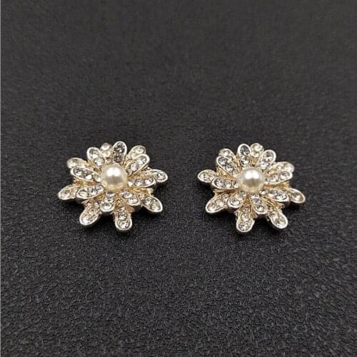 50pcs Flower Pearl Crystal Rhinestone Appliques For Headband strass Jewelry Flatback Wedding Brides Hairpin Hair Clip Decoration