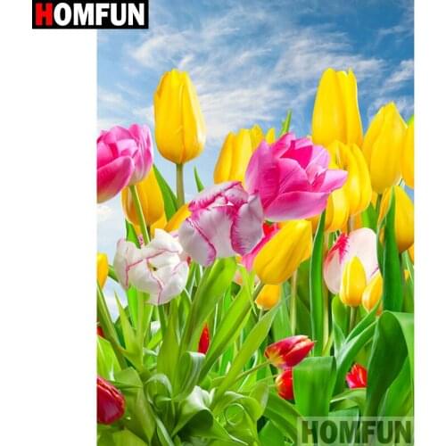 HOMFUN Full Square/Round Drill 5D DIY Diamond Painting "Colored flower" 3D Diamond Embroidery Cross Stitch Home Decor A18909